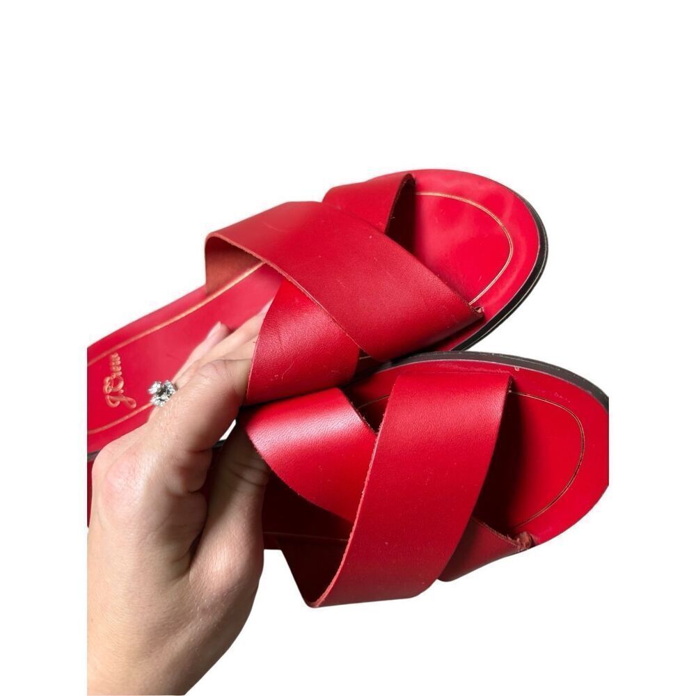J. Crew Cypress Sandals Slides Size 7 Red Leather - image 7
